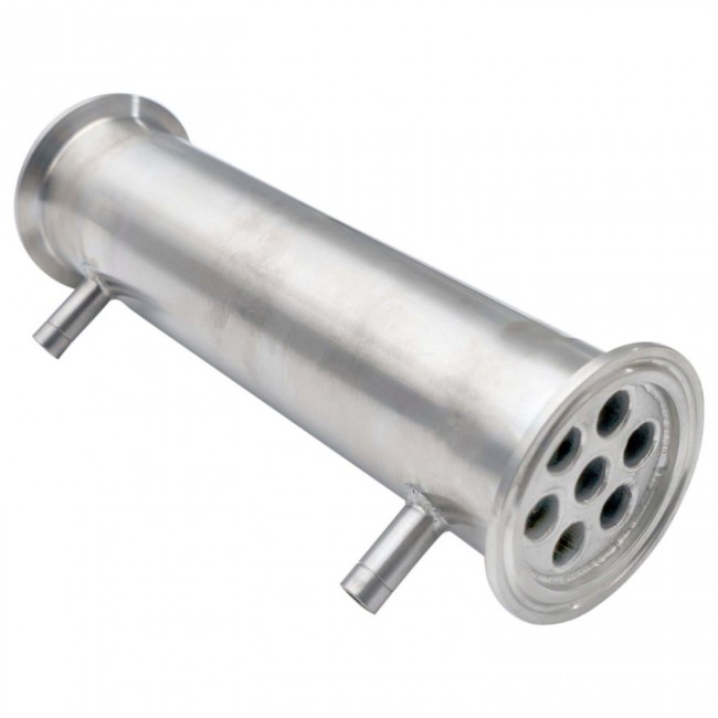 Холодильник кожухотрубный 350 мм. CLAMP 2,0" AISI штуцер 10 мм. Холодильник кожухотрубный 350 мм. CLAMP 2,0" AISI штуцер 10 мм.