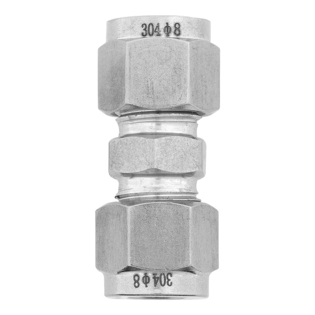 Переходник прямой обжимной проходной под трубку 8 мм. нерж.