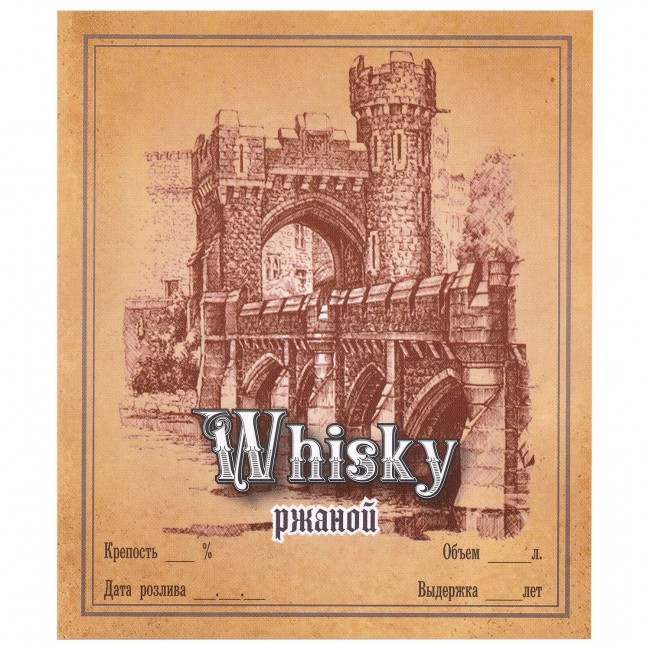 Этикетка самоклеящаяся "WHISKY Ржаной" 85*100 мм Этикетка самоклеящаяся "WHISKY Ржаной" 85*100 мм