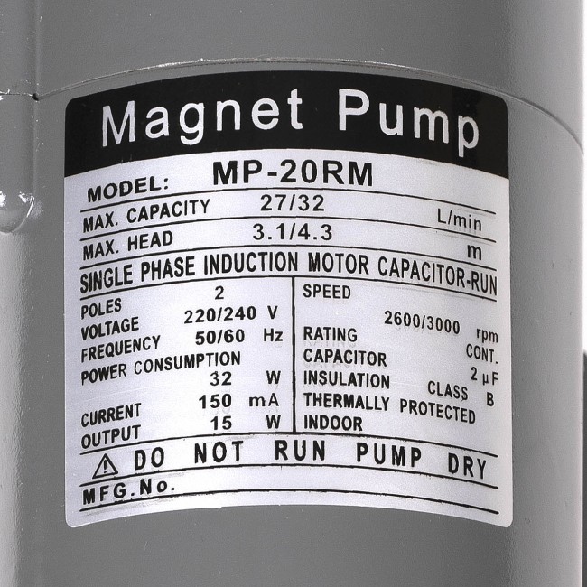 Насос с магнитным приводом MP-20RM нерж. (штуцер НР 3/4") Насос с магнитным приводом MP-20RM нерж. (штуцер НР 3/4")